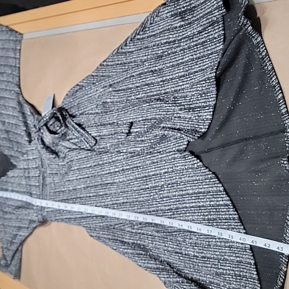 Spense Size XS Metallic Black & Silver Raglan Sleeve Belted Dress, NEW with Tag - Picture 12 of 16